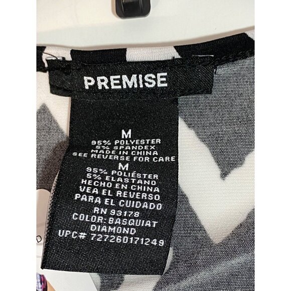 New Premise Black & White Slinky Sleeveless Stretchy Blouse Women's Size Medium - Picture 4 of 9